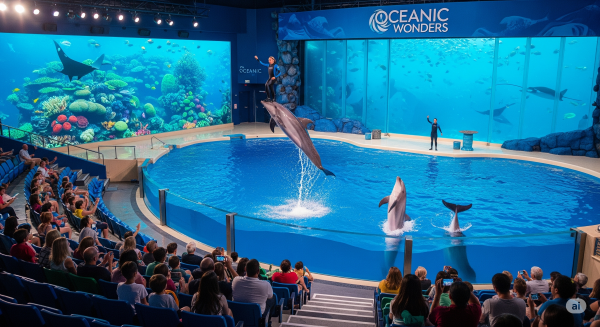 水族館のイルカのショーのイメージ画像