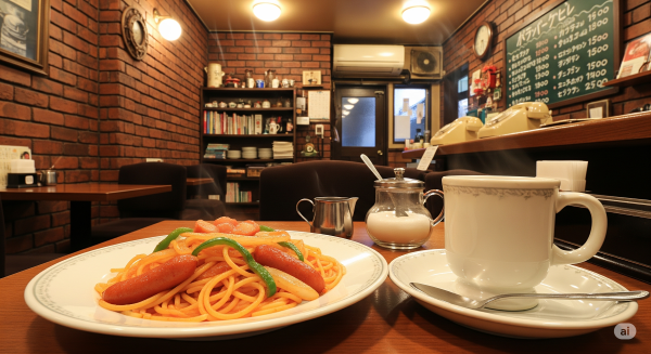 レトロ喫茶店のナポリタンのイメージ画像