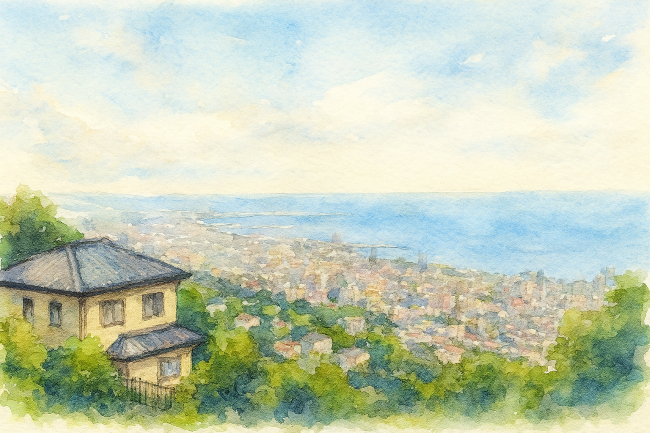 芦屋の高級住宅街からの風景のイメージ画像